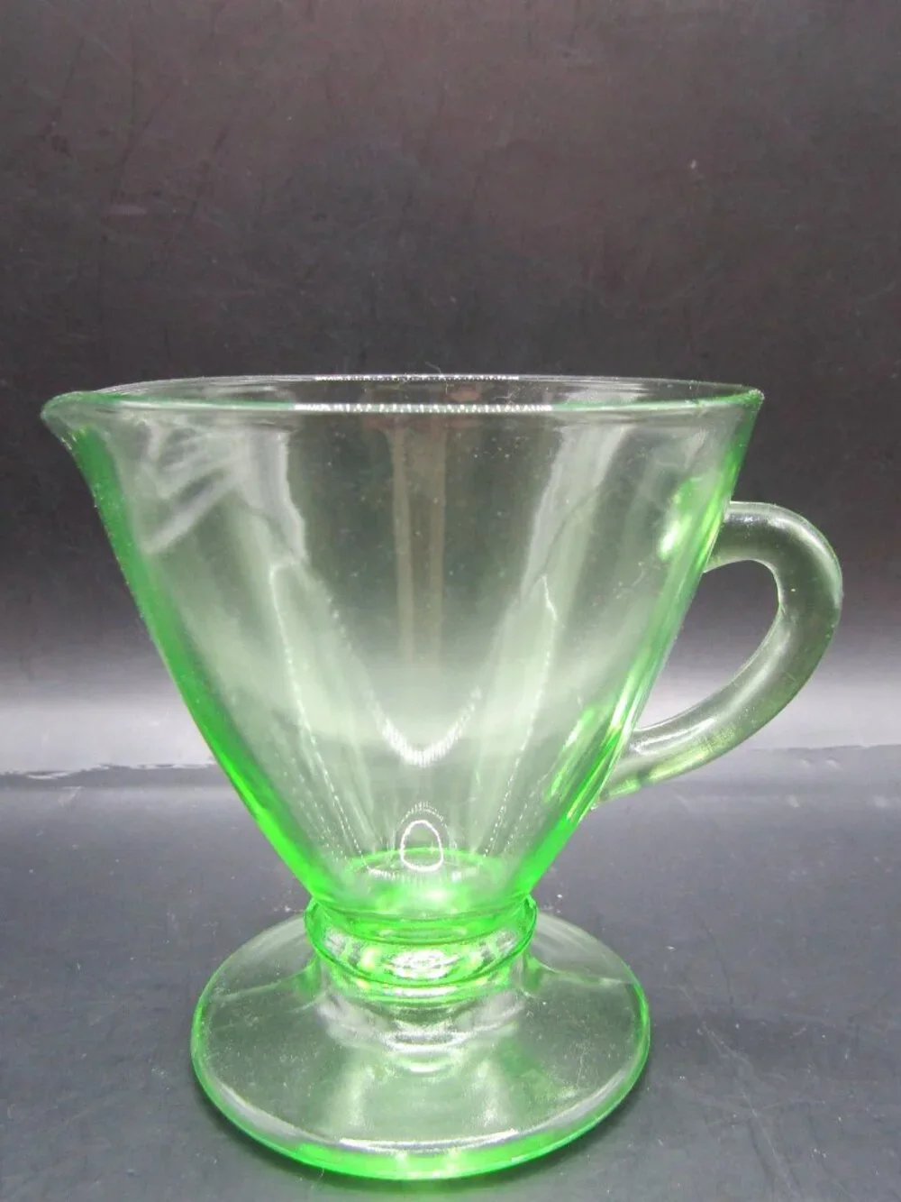 Green Uranium Glass Creamer